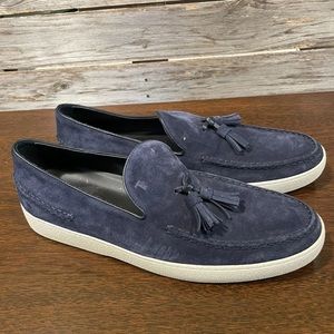 Tods Blue Suede Loafers with Tassle size 8 European so size 9 North American